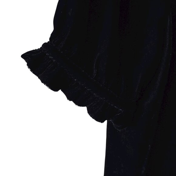 Gap Size XS Velveteen Top Ruffle Neckline Sleeve cuffs Keyhole Back Whimsigoth - Picture 15 of 16